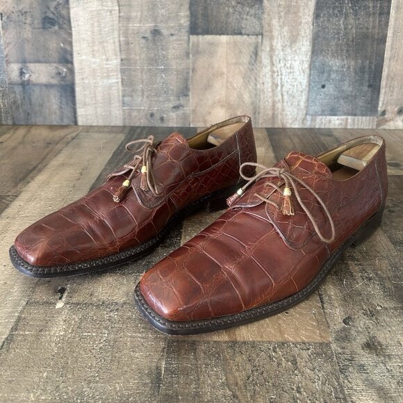 David Eden Square Toe Alligator Oxford Dress Shoes Mens 12 main image 5